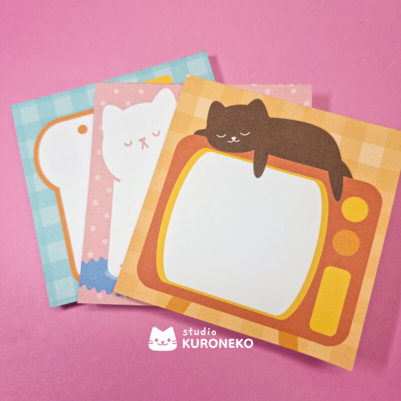 Bloquinhos de anotações - Gatinhos e pãozinho