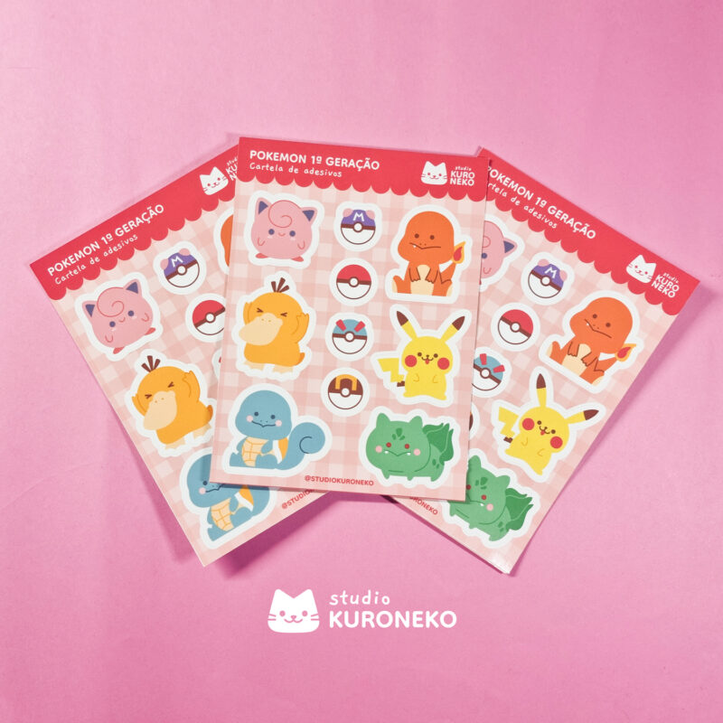 Cartela de Adesivos - Pokemon 1ª Geração