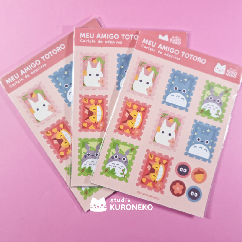 Cartela de Adesivos - Selos Totoro