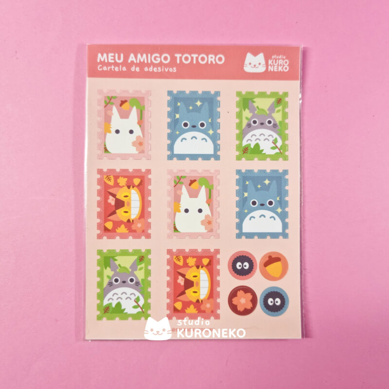 Cartela de Adesivos - Selos Totoro