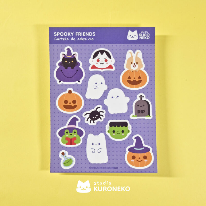 Cartela de Adesivos - Spooky Friends