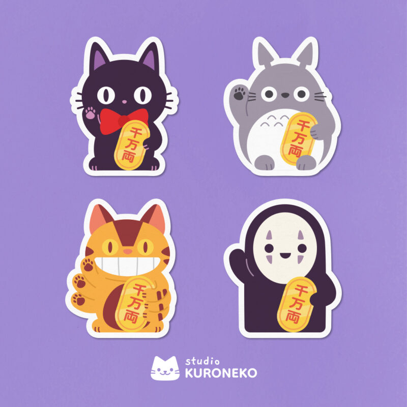 Pacote de Adesivos - Ghibli Maneki Neko