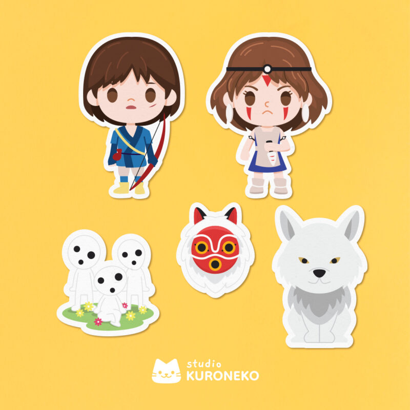 Pacote de Adesivos - Princesa Mononoke