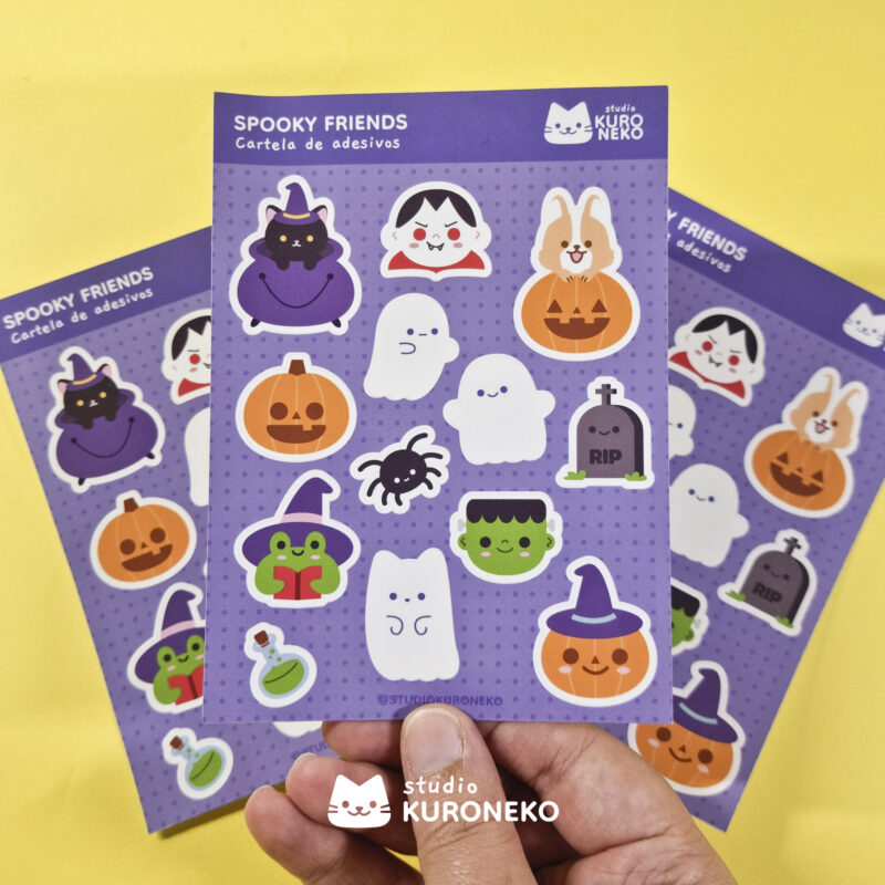 Cartela de Adesivos - Spooky Friends
