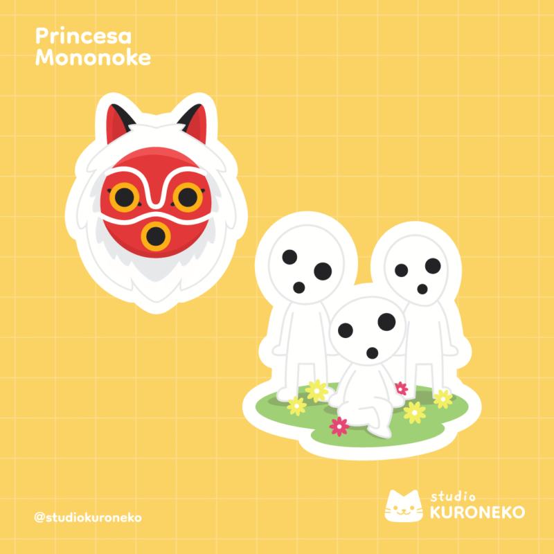 Pacote de Adesivos - Princesa Mononoke