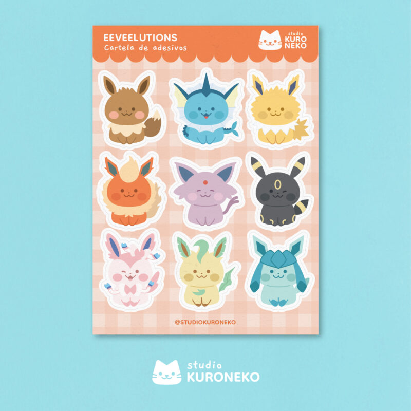 Cartela de Adesivos - Eeveelutions