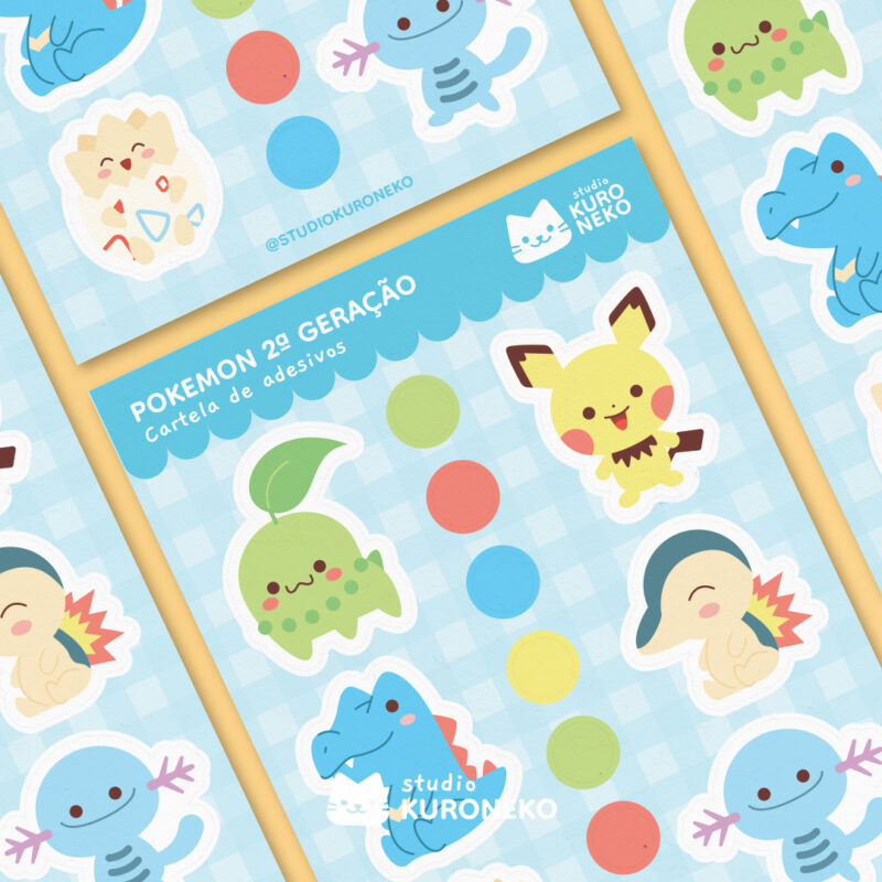 Cartela de Adesivos - Pokémon 2ª Geração