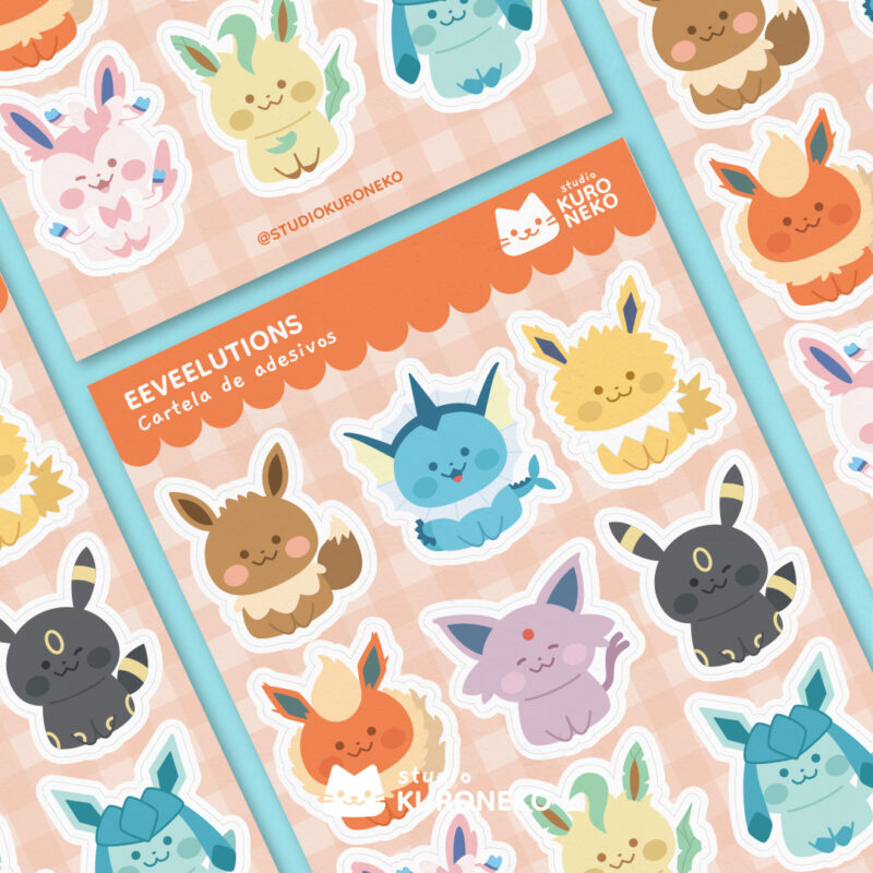 Cartela de Adesivos - Eeveelutions