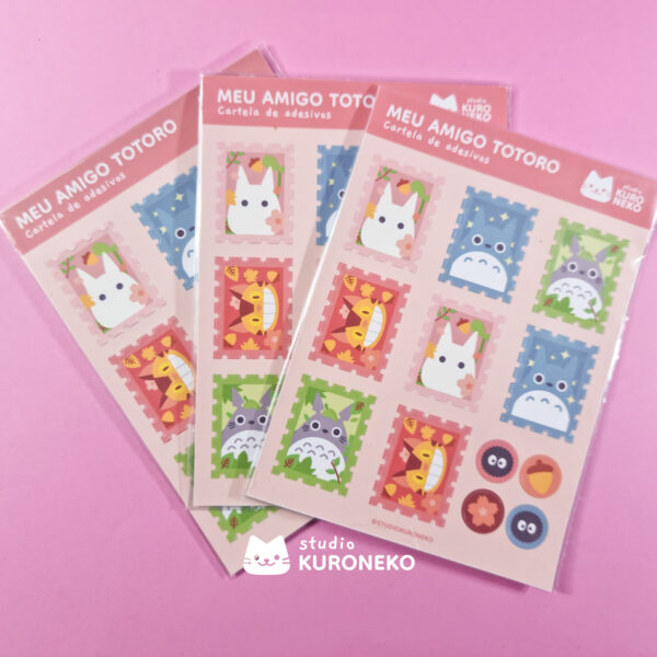 Cartela de adesivos - Selos Totoro
