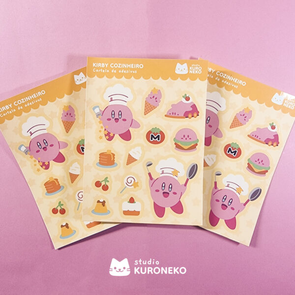 Cartela de Adesivos - Kirby Cozinheiro