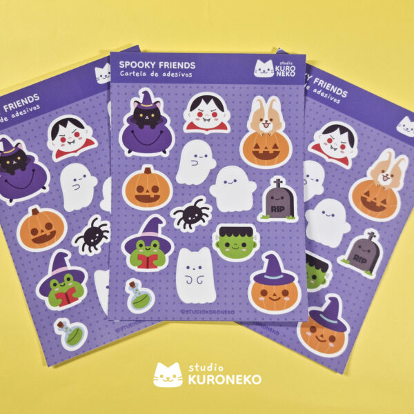 Cartela de adesivos - Spooky Friends