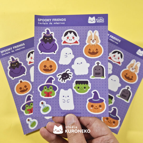 Cartela de adesivos - Spooky Friends