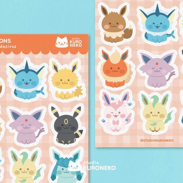 Cartela de adesivos - Eeveelutions