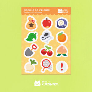 Cartela de Adesivos - Mochila do Villager - Animal Crossing