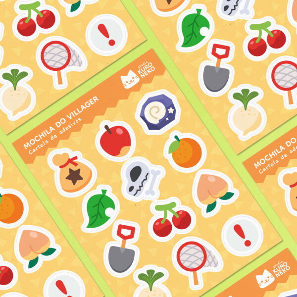 Cartela de Adesivos - Mochila do Villager - Animal Crossing