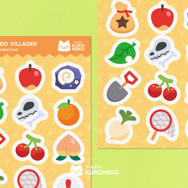 Cartela de Adesivos - Mochila do Villager - Animal Crossing