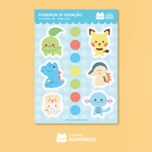 Cartela de adesivos - Pokemon 2ª Geração