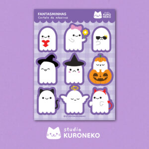 Cartela de Adesivos - Fantasminhas Halloween