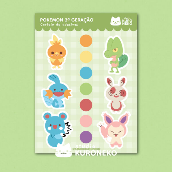 Cartela de adesivos – Pokemon 3ª Geração