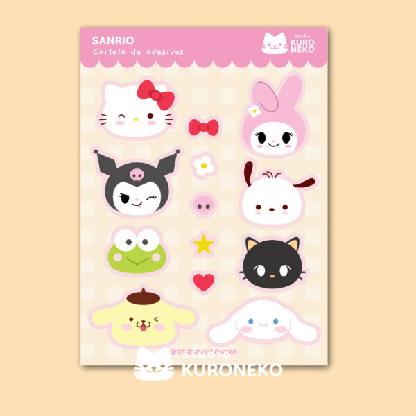 Cartela de Adesivos - Sanrio Hello Kitty