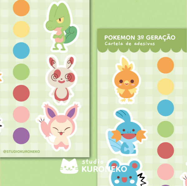 Cartela de adesivos – Pokemon 3ª Geração