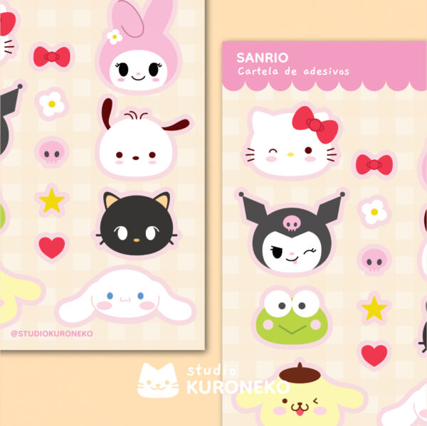 Cartela de Adesivos - Sanrio Hello Kitty