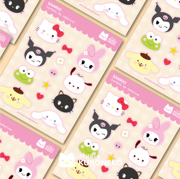 Cartela de Adesivos - Sanrio Hello Kitty