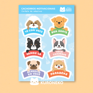 Post 1@2x Cartela de Adesivos - Cachorros Motivacionais