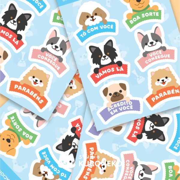 Post 2@2x Cartela de Adesivos - Cachorros Motivacionais