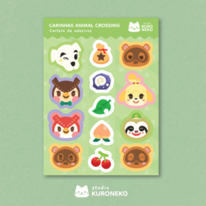 Cartela de Adesivos - Animal Crossing Carinhas