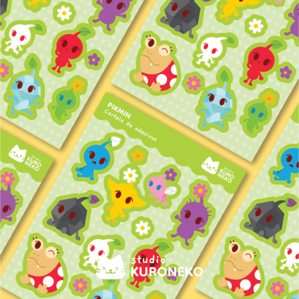 Cartela de Adesivos - Pikmins