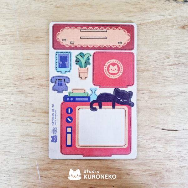 Porta Recados, Fotos e Anotações em MDF - Gatinho na TV