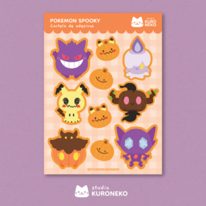 Cartela de Adesivos - Pokémon Spooky