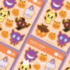 Cartela de Adesivos - Pokémon Spooky