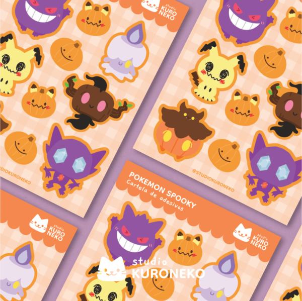 Cartela de Adesivos - Pokémon Spooky